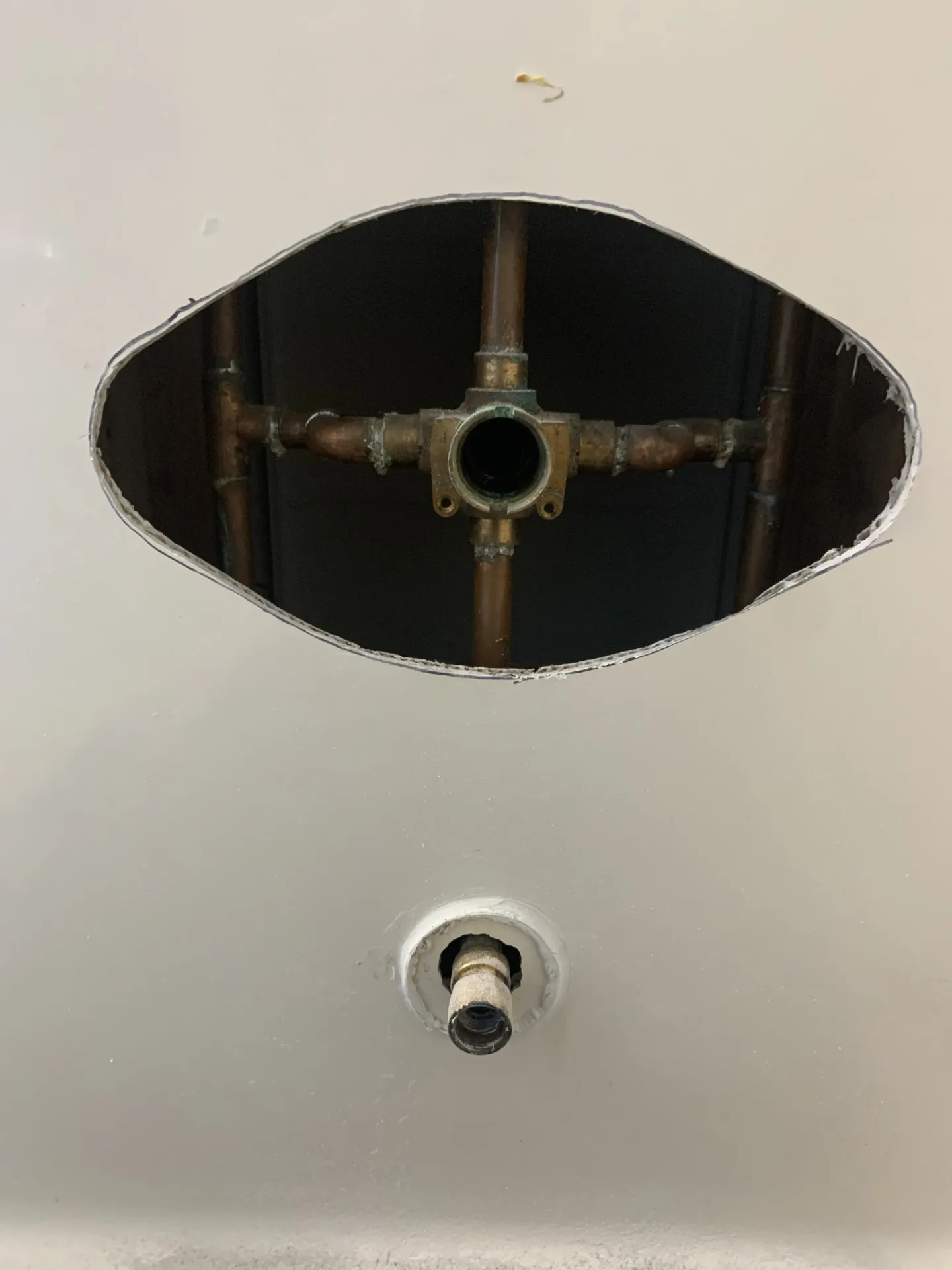 Shower valve before replacement