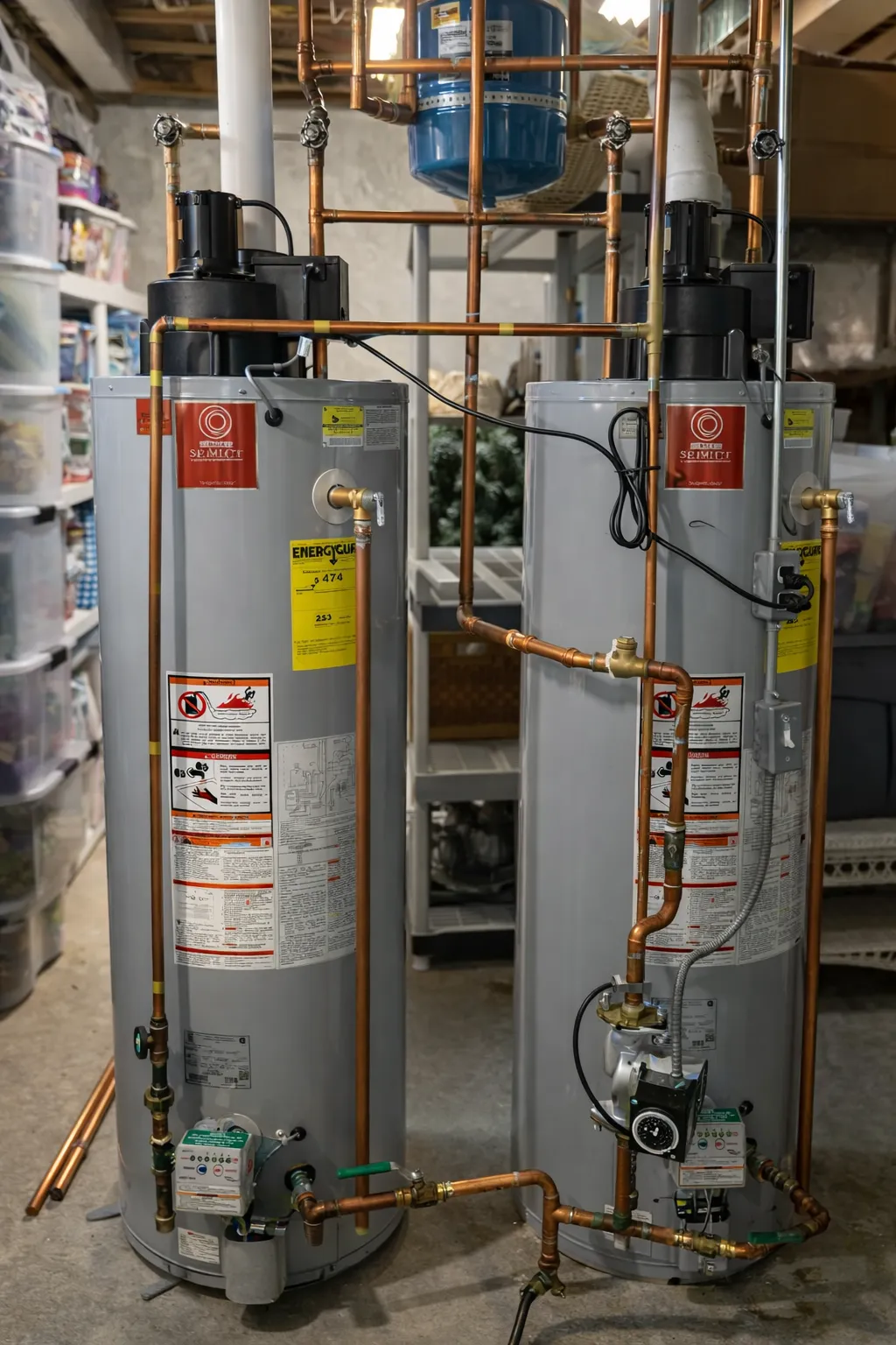 Tank water heaters installed in tandem by Titan Plumbing